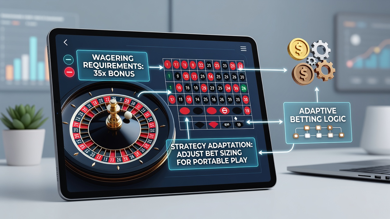 Player adjusting roulette bets on a smartphone screen with wagering progress tracker visible