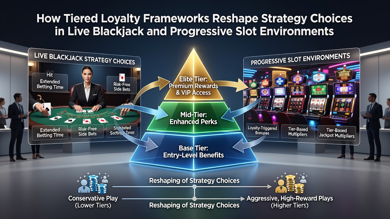 Progressive slot reels on a mobile screen with loyalty tier progress overlay and jackpot meter highlighted